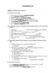 English Worksheet: Adjectives ending ing or -ed 