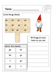 English Worksheet: Tricky words - gn