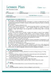 English Worksheet: lesson plan