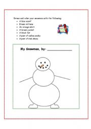 English Worksheet: Dress Your Snowman