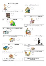 English Worksheet: have got-has got