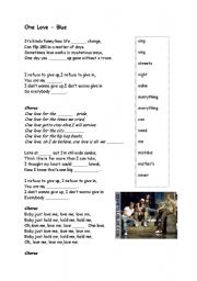 English worksheet: One love by Blue
