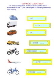 English worksheet: transports