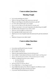 English Worksheet: conversation questions