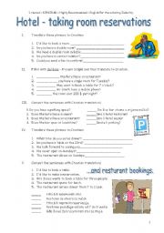 English Worksheet: HOTEL & RESTAURANT