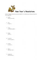 English Worksheet: New Years Resolutions