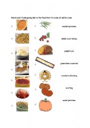 English Worksheet: Typical Thanksgiving Foods