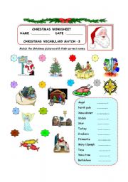 English Worksheet: Christmas Vocabulary Match - 3