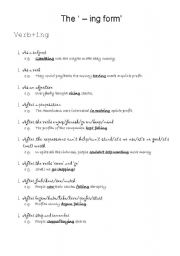 English Worksheet: The -ing Form