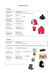 English Worksheet: shopping in london