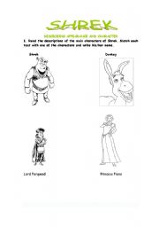 English Worksheet: Shreks characters