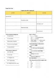 English Worksheet: Simple Past Tense exercise