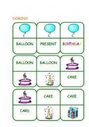 English Worksheet: Domino - birthday vocabulary