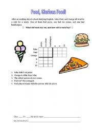 English worksheet: Food, Glorious Food