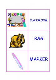 English Worksheet: Classroom vocabulary - memory, snap