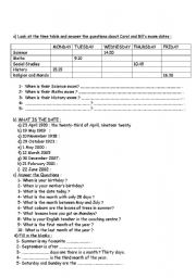 English Worksheet: dates&months&prepositions of place