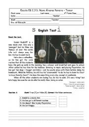 English Worksheet: test - Harry Potter