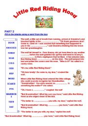 English Worksheet: Little Red Riding Hood PART 2