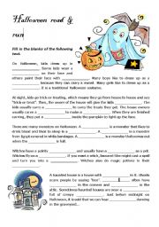 English Worksheet: Halloween read and run