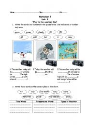 English Worksheet: what is the weather like?