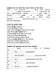 English Worksheet: simple present tense&present continuous tense