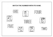 English worksheet: match the number with its name