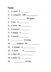 English worksheet: Plurals