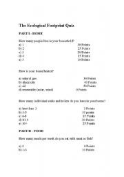 Ecological Footprint Quiz 