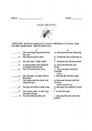 English Worksheet: Cause and Effect