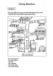 English Worksheet: Giving directions