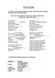 English Worksheet: Under the Bridge