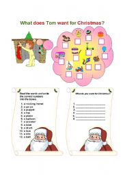 English Worksheet: TOMs CHRISTMAS WISH