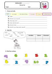 English Worksheet: Classroom Objects and Numbers - part 1