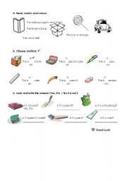 English Worksheet: Classroom Objects and Numbers - part 2