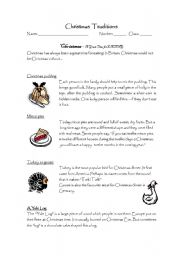 English Worksheet: Christmas traditions / a recipe