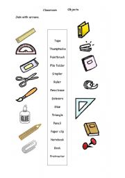 English worksheet: classroom objects