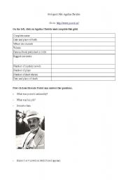 English Worksheet: Agatha Chritie webquest