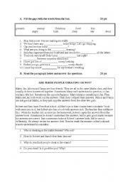 English Worksheet: Grammar Review