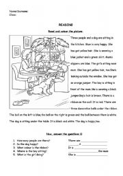 English Worksheet: Read and Colur