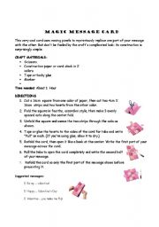 English Worksheet: Magic message card