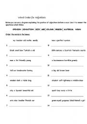 English Worksheet: order of adjectives