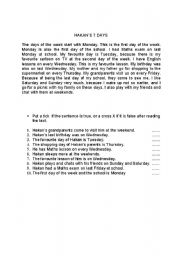 English Worksheet: reading passage