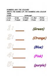 Colours and Numbers 1-10