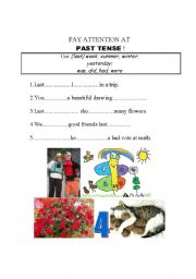 English worksheet: PAST TENSE VOCABULARY