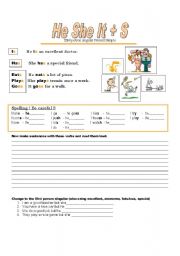 English Worksheet: PRESENT SIMPLE  HE SHE IT
