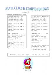 English Worksheet: Santa Claus is coming to town