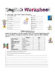 English Worksheet: Like and dislike; sport