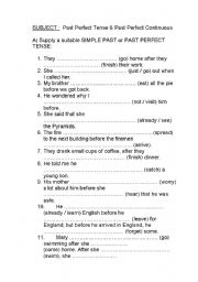 English Worksheet: past perfect versus past perfect continuous tense