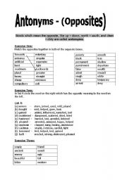 English Worksheet: ANTONYMS