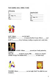 English Worksheet: WAS/ WERE SIMPSONS